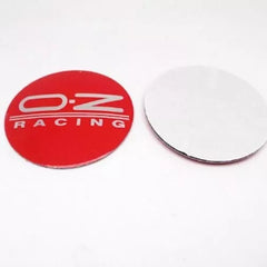 4pcs Silver Red O.Z RACING Logo On Red Background Emblem Car Wheel Center Hub Caps Badge Sticker Decal 57mm