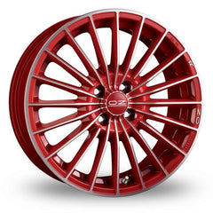 4pcs Silver Red O.Z RACING Logo On Red Background Emblem Car Wheel Center Hub Caps Badge Sticker Decal 57mm