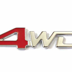 4WD Red & Chrome Jeep Off Road Mania Plastic Badge Emblem Decal Sticker Logo