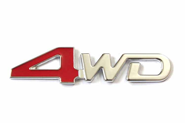 4WD Red & Chrome Jeep Off Road Mania Plastic Badge Emblem Decal Sticker Logo