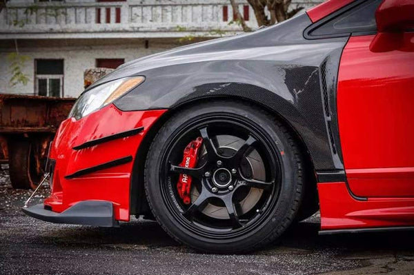 4x Matte Carbon Car Bumper Lip Fins Canards Splitter Diffuser Valence Spoiler Lip