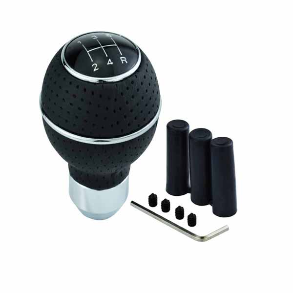 5 Speed Shifter Knob Ball Transmission Handle Car PU Leather Gear Stick Knob for Most Manual Automotive Vehicles -Silver