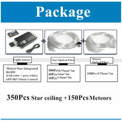500* Fiber Optic RGBW LED Car Shooting Meteor Star Roof Headliner Light Kit 16W