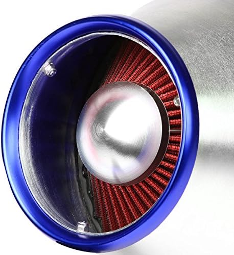 Universal Car Air Intake Filter With 6 Inch Inlet And Aluminum Heat Shield Blue Trim