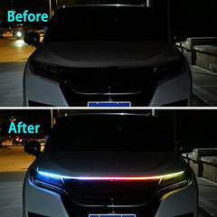 Car Start Scan Dynamic WHITE LED DRL Hood Light Strip Daytime Running Light
