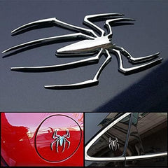 Spider Emblems Badges Sticker, Metal Chrome Auto Badges, Cool Spider Logo Car Body Sticker, Universal Car Decoration Automotive Decals for Scratch Cover, Fit Most Vehicles-Red