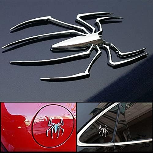 Spider Emblems Badges Sticker, Metal Chrome Auto Badges, Cool Spider Logo Car Body Sticker, Universal Car Decoration Automotive Decals for Scratch Cover, Fit Most Vehicles-Red