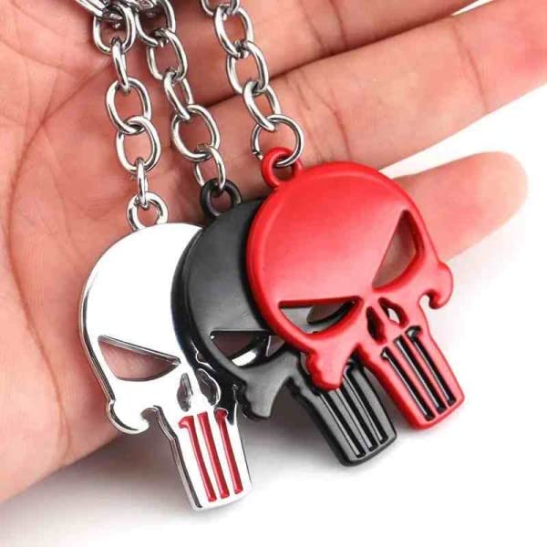 PUNISHER 3D Logo Emblem Metal Keychain For Gen Z, Travellers, Office, Bikes, Cycles And Cars