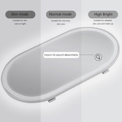 Car Oval Visor Vanity Mirror With Dimmable 23 LED Lights Car Cosmetic Mirror With Built-in Battery Rechargeable Battery For Compatible with Toyota Innova Hycross (White)