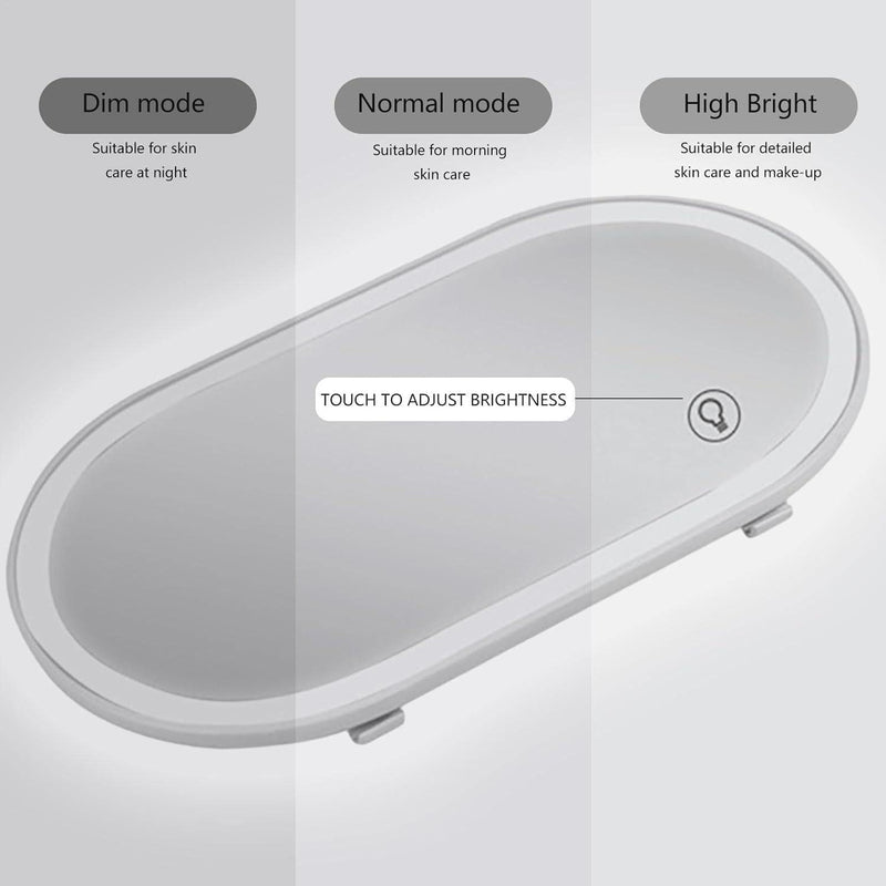 Car Oval Visor Vanity Mirror With Dimmable 23 LED Lights Car Cosmetic Mirror With Built-in Battery Rechargeable Battery For Compatible with Toyota Innova Hycross (White)