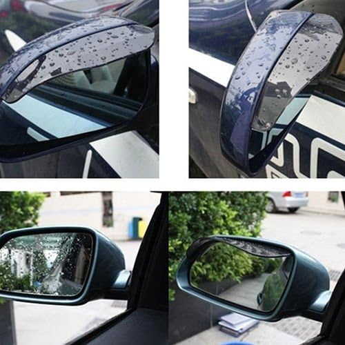 Black Tinted Car Side Mirror Rain Guard Visor (Set Of 2pcs)