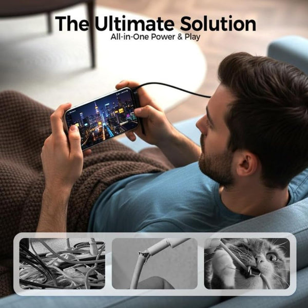 2 In 1  240W USB C Fast Charging Cable With Built In Invisible Stand For Mobile