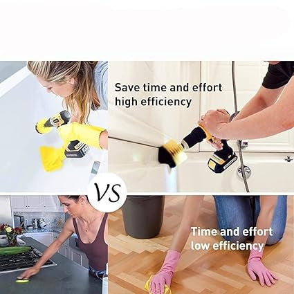 8 Pcs Drill Brush Cleaning Kit – Power Scrubber Pads & Brush Attachment Set for Bathroom, Tiles, Floor & Car (Drill Not Included)