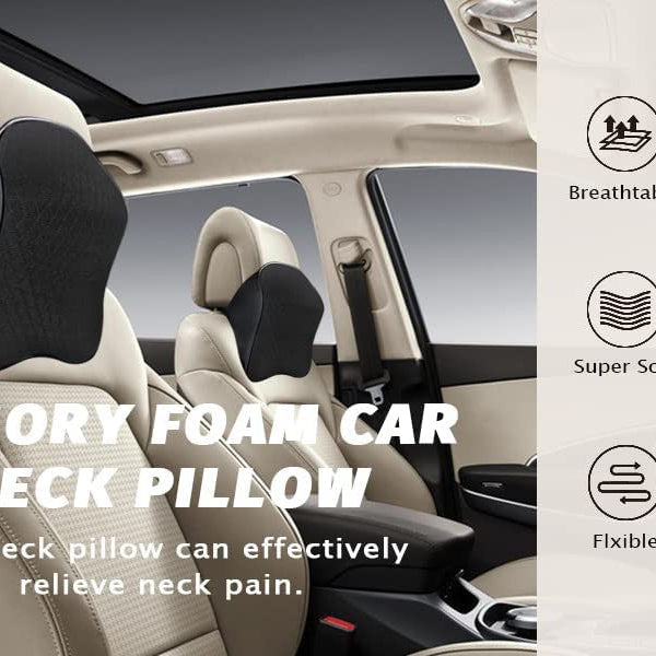 1 Pc Memory Foam Car Neck Pillow – Ergonomic Headrest Support