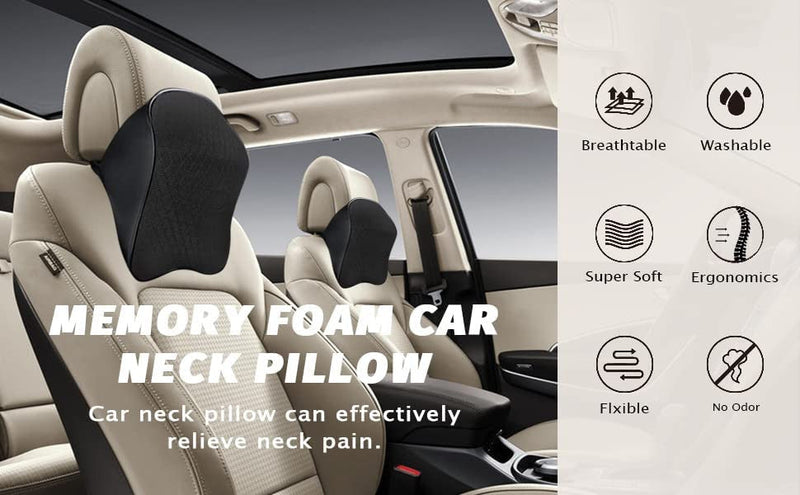 1 Pc Memory Foam Car Neck Pillow – Ergonomic Headrest Support