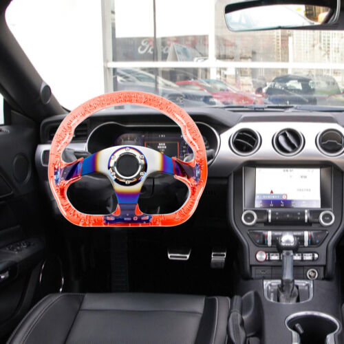 6-Holes Red Crystal Bubble 326mm Deep Dish VIP Red Spoke Steering Wheel