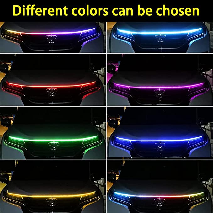 Car Start Scan Dynamic WHITE LED DRL Hood Light Strip Daytime Running Light