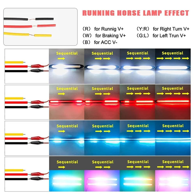 LED Flexible DRL led Tears Strip Light Daytime Running Sequential Switchbacks Turn Signals Lights