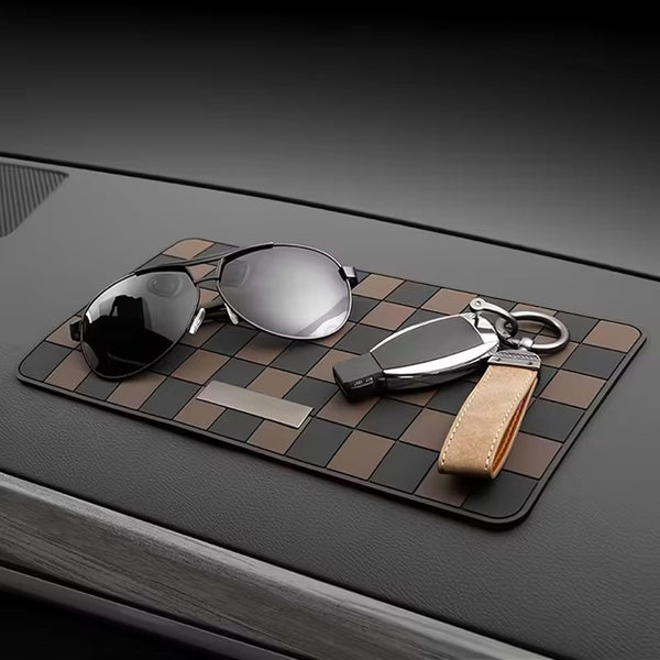 1 Pc Multicolor PVC Check Pattern Dashboard Anti-Slip Mat Universally Applicable For Various Car Models Suitable For Multiple Items
