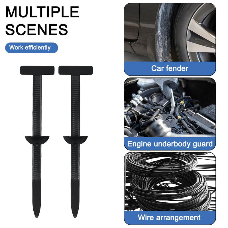 100Pcs Nylon Self Locking Cable Tie Automotive Panel Retainer Ties T-Type Push Mount Zip Tie For Securing Cables Heavy Duty Strong Wire Fastener Universal Cable Tie