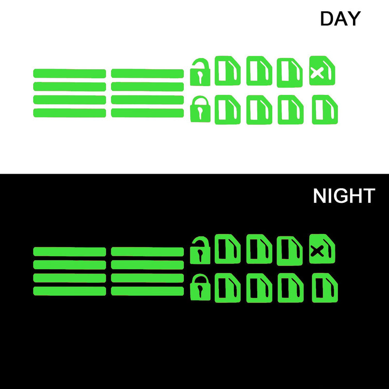 2 Pcs Control Switch Outer Door Handle Button Panel Night Safety Luminous Decals Glow In Dark Stickers For Car Window Door (Green)