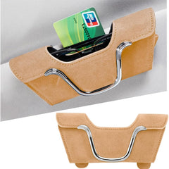 Sunglasses Holder for Car Visor Magnetic Vehicle Glasses Hanger with Clip Leather Auto Interior Eyeglasses Storage Case Accessories Universal for SUV