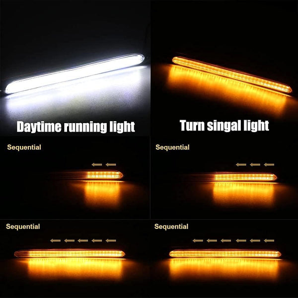 LED Flexible DRL led Tears Strip Light Daytime Running Sequential Switchbacks Turn Signals Lights