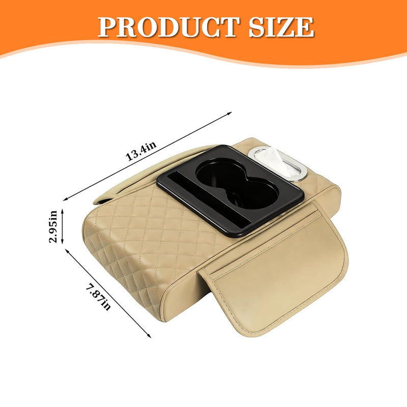 Multifunctional Car Armrest Cushion, 5 In 1 Vehicle Centre Console Cover With 2 Storage Pockets, Cup Phone & Phone Holder