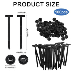 100Pcs Nylon Self Locking Cable Tie Automotive Panel Retainer Ties T-Type Push Mount Zip Tie For Securing Cables Heavy Duty Strong Wire Fastener Universal Cable Tie