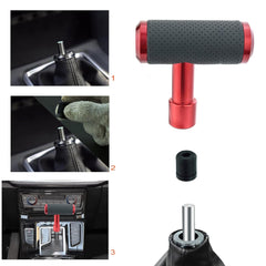 Leather Shifter Knob Type T Car Metal Gear Shifting Lever Stick Shift Handle Head Fit Most Automatic Manual Transmission Vehicle