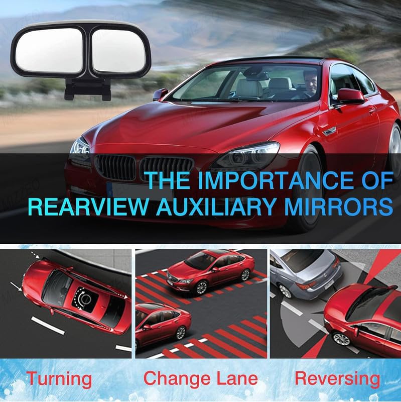 2pcs 3R-028 Car Rear View Blind Spot Parking Mirror Adjustable 360 Degree Wide Angle, Rear View Mirror Mounted Type