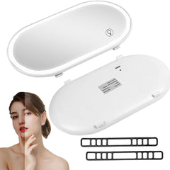 Car Oval Visor Vanity Mirror With Dimmable 23 LED Lights Car Cosmetic Mirror With Built-in Battery Rechargeable Battery For Compatible with Toyota Innova Hycross (White)