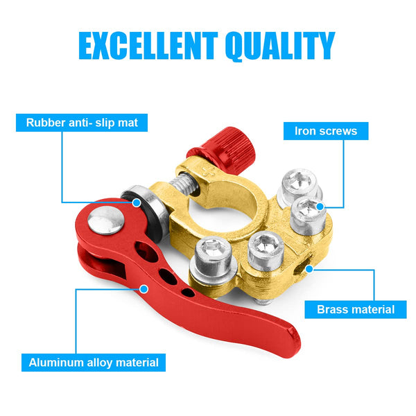 2 Pcs Battery Terminal Connectors,Quick Release Disconnect Car Battery Terminal,Positive Negative for SAE/JIS Type A Posts Kit Includes battery connector, Washers, Hexagon Wrench (Silver)
