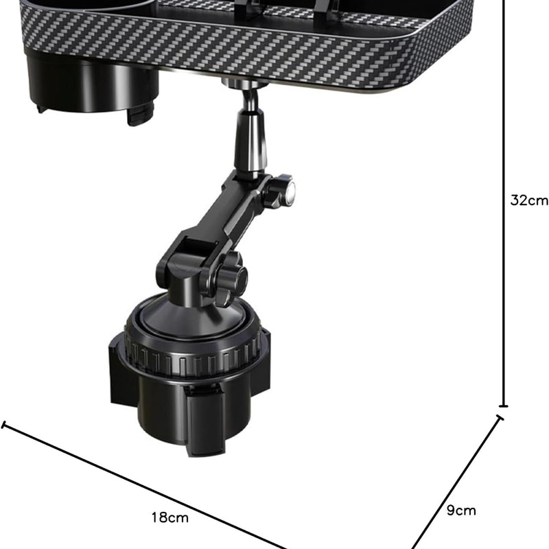 Adjustable 2 in 1 Car Cup Holder Phone Mount And Detachable Food Tray Heavy Duty Cup Holder Expander for Cars & Trucks