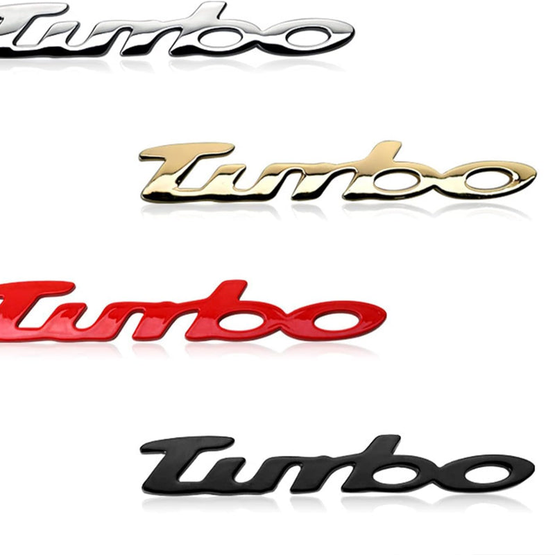 Cursive Style Small Letter Turbo Metal Logo 3D Car Hood Ornament / Decal For Car Bike Cycle