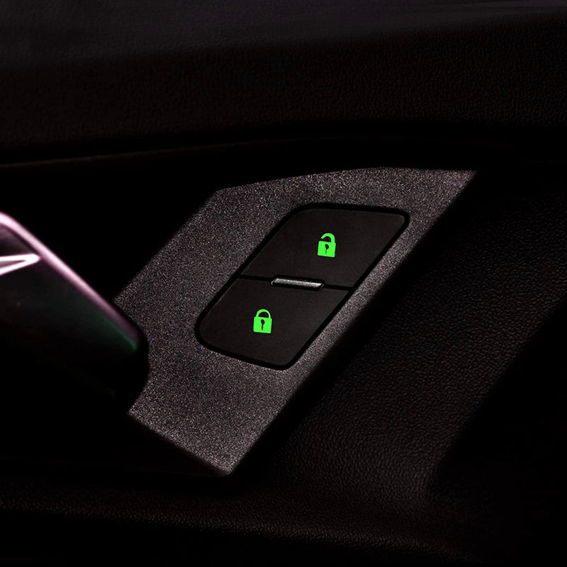 2 Pcs Control Switch Outer Door Handle Button Panel Night Safety Luminous Decals Glow In Dark Stickers For Car Window Door (Green)