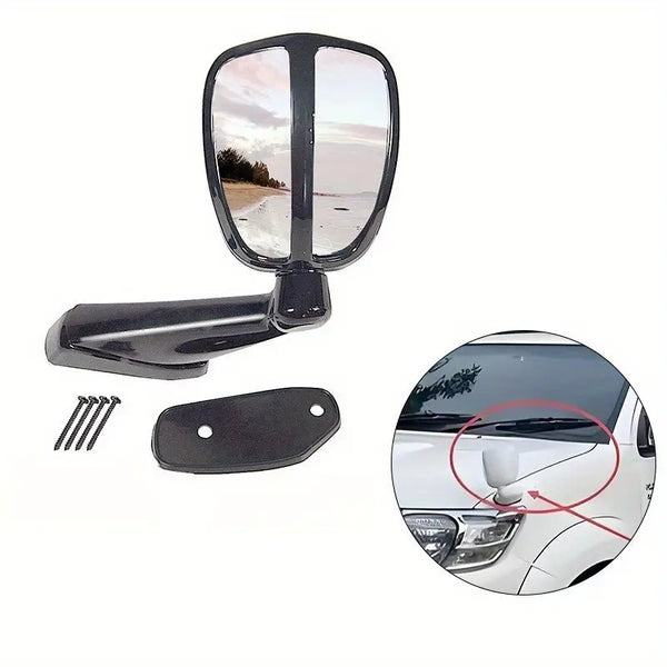 Car Bonnet Front Fender Rear Side Mirror Wide Angle View Mirror (Black) for Toyota Fortuner (Type-II) 2016-2020