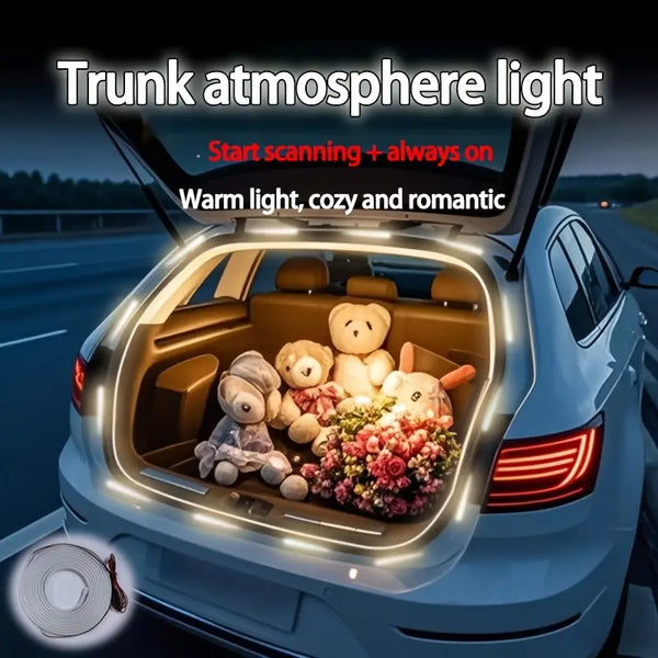 1pc Car New LED Multi-Color Trunk Atmosphere Light, With Scanning And Constant Light Mode, LED Sensor Light Strip