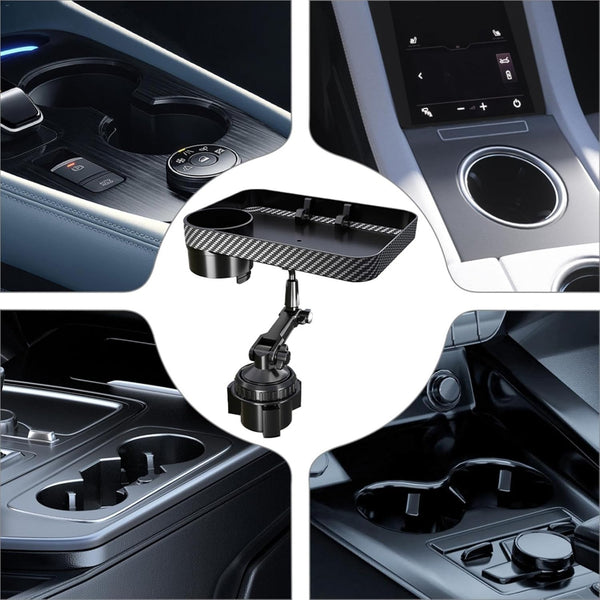 Adjustable 2 in 1 Car Cup Holder Phone Mount And Detachable Food Tray Heavy Duty Cup Holder Expander for Cars & Trucks