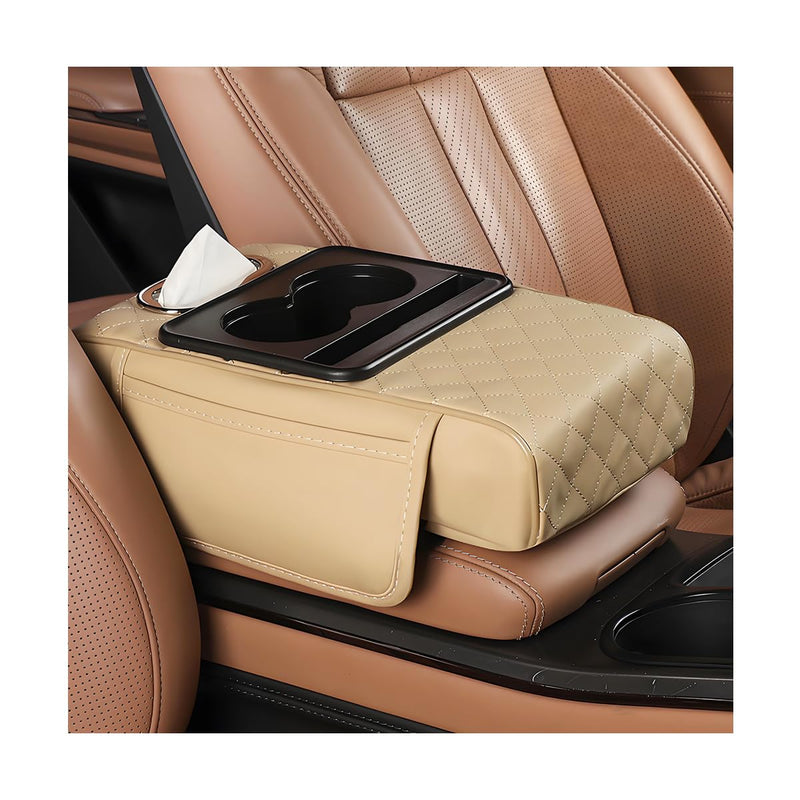 Multifunctional Car Armrest Cushion, 5 In 1 Vehicle Centre Console Cover With 2 Storage Pockets, Cup Phone & Phone Holder