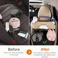 Car Seat Organizer - Cup Holder, Car Tissue Holder and Hooks Keep Your Back Seat