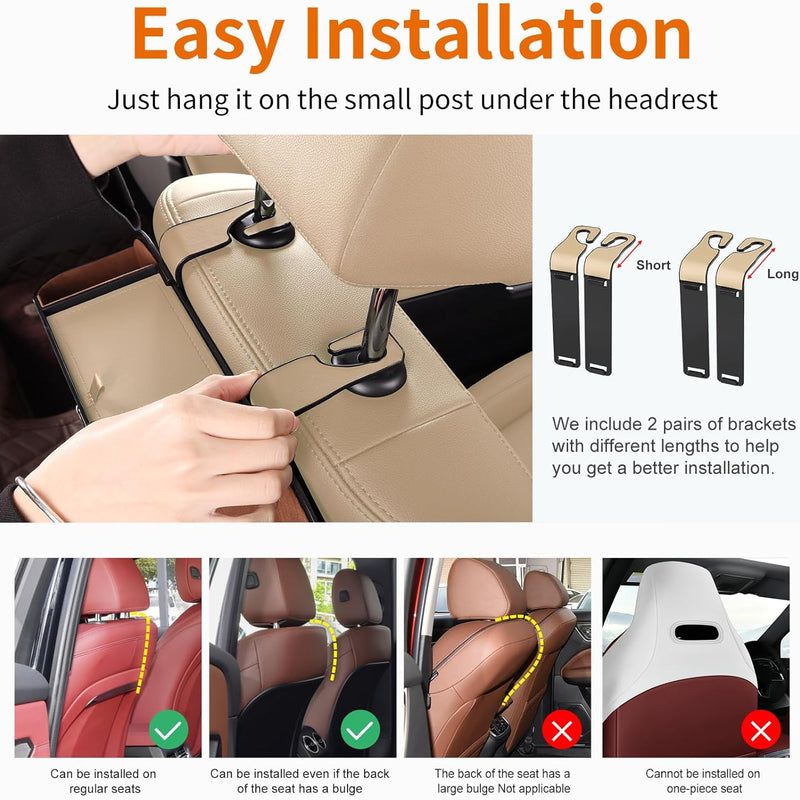 Car Seat Organizer - Cup Holder, Car Tissue Holder and Hooks Keep Your Back Seat
