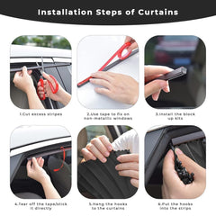 4 Pack Slidable Car Side Window Sun Shades Privacy Magnetic Curtains
