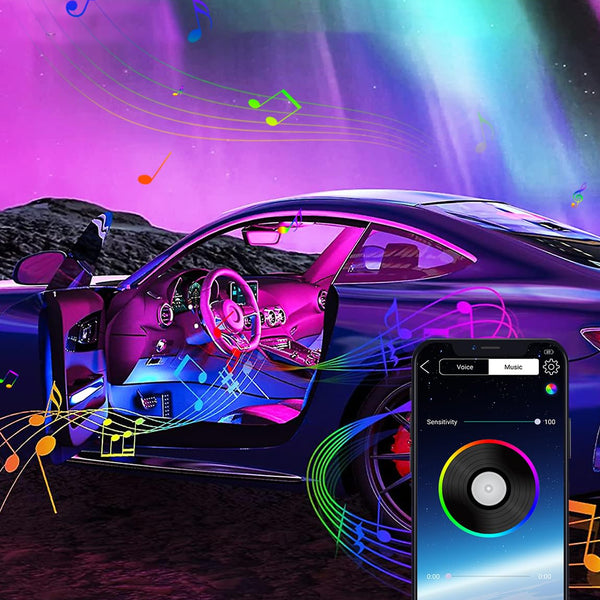 RGB Inside Car Lights, USB Car LED Lights with APP/Remote Control, 16 Millions Color Changing Ambient Lighting Kit with 43 Inch, Car Lighting Accessories, Music USB Light Strip