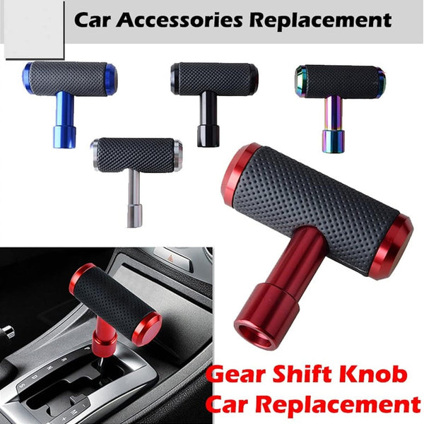 Leather Shifter Knob Type T Car Metal Gear Shifting Lever Stick Shift Handle Head Fit Most Automatic Manual Transmission Vehicle