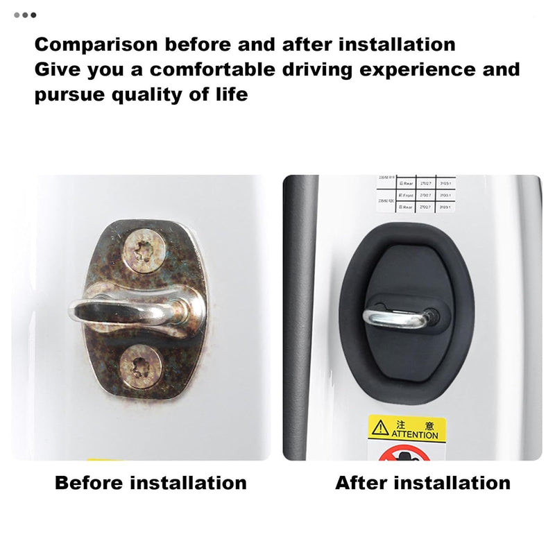 4 Pcs Car Silicone Door Latch Protective Cover Silent Shock Pads Vehicle Doors Locks Guard Stopper Set Auto Protector Automotive Tools Supplies [8x6x1 Cm]