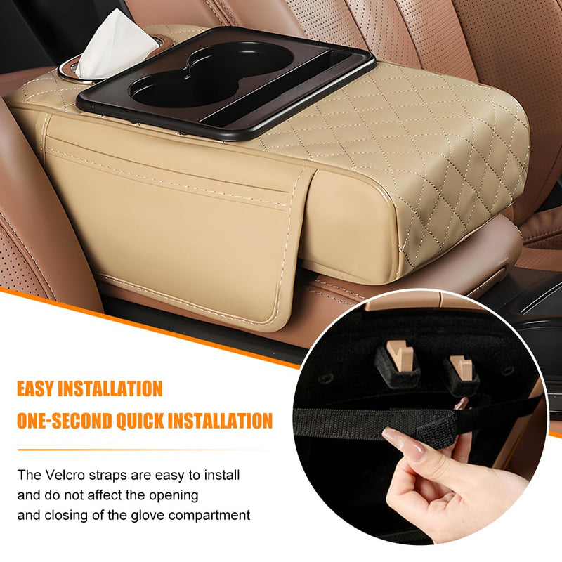 Multifunctional Car Armrest Cushion, 5 In 1 Vehicle Centre Console Cover With 2 Storage Pockets, Cup Phone & Phone Holder