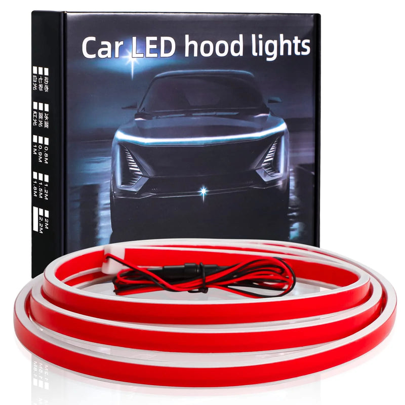 Car Start Scan Dynamic WHITE LED DRL Hood Light Strip Daytime Running Light