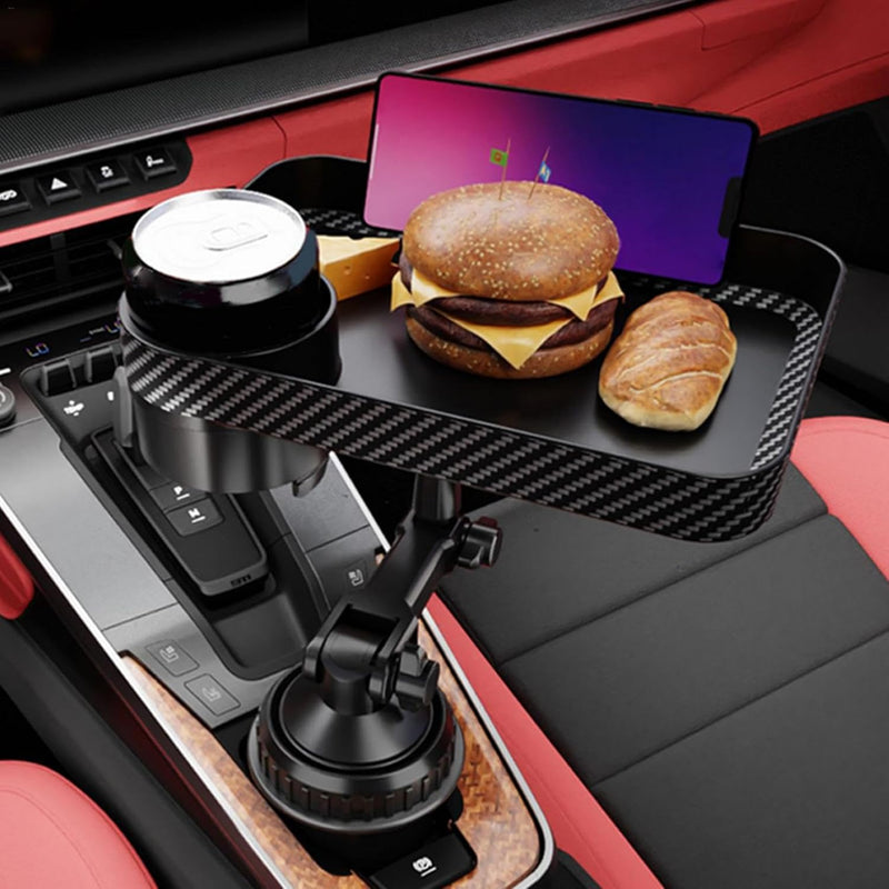 Adjustable 2 in 1 Car Cup Holder Phone Mount And Detachable Food Tray Heavy Duty Cup Holder Expander for Cars & Trucks