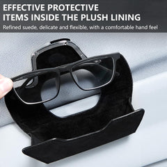 Sunglasses Holder for Car Visor Magnetic Vehicle Glasses Hanger with Clip Leather Auto Interior Eyeglasses Storage Case Accessories Universal for SUV